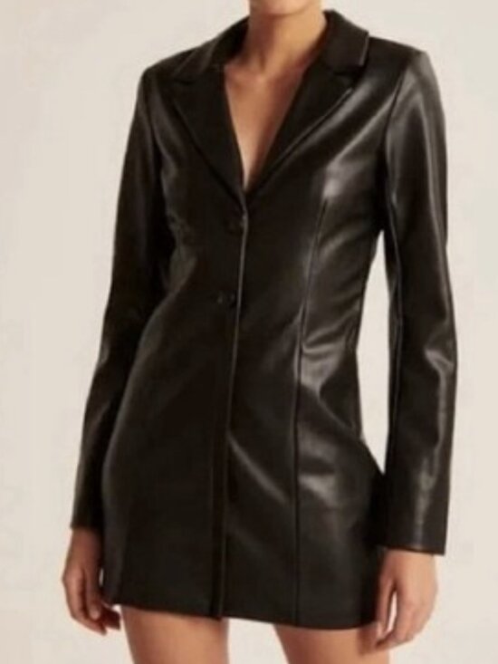 Abercrombie & Fitch Dresses & Skirts - Abercrombie & Fitch Vegan Leather Brown Blazer Dress size M